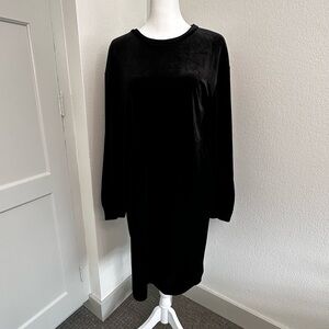 Dkny Women's Velvet Bubble Sleeve Dress Sz S Black